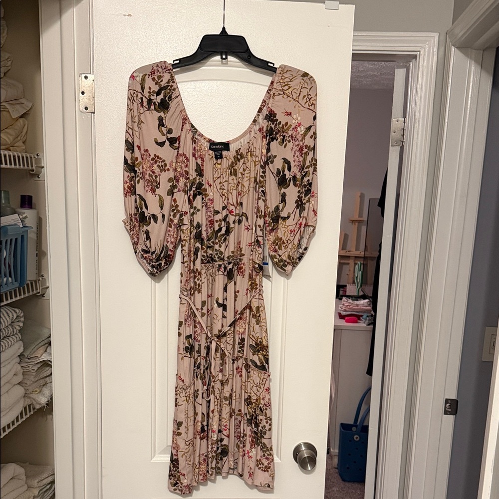 Karen Kane Pink Floral Midi Dress